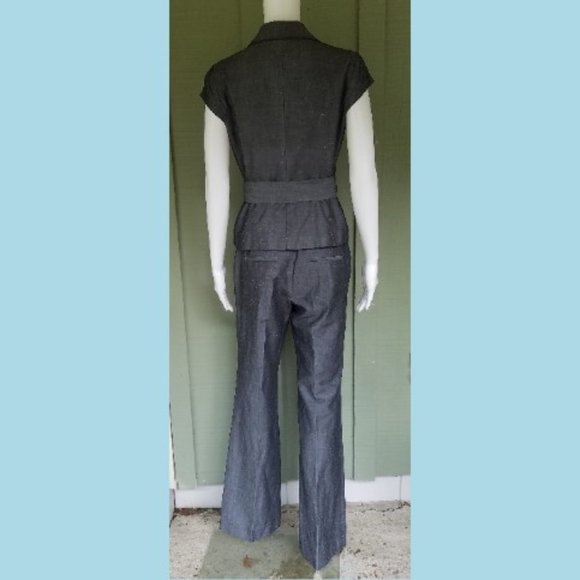 ANN TAYLOR Gray Summer Pantsuit Pants Suit 2 - Picture 4 of 5